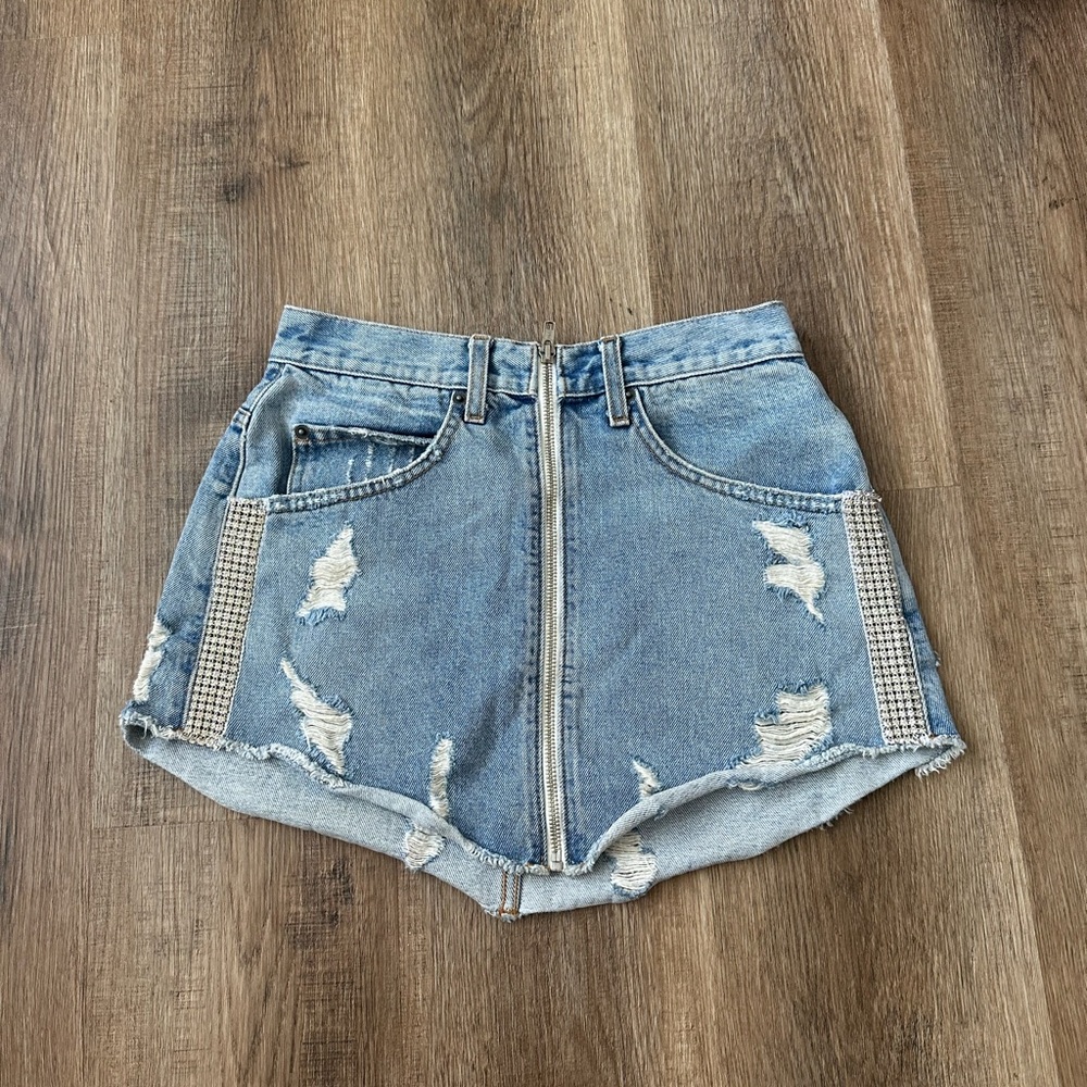 CARMAR Denim skirt with Rhinestone Accents